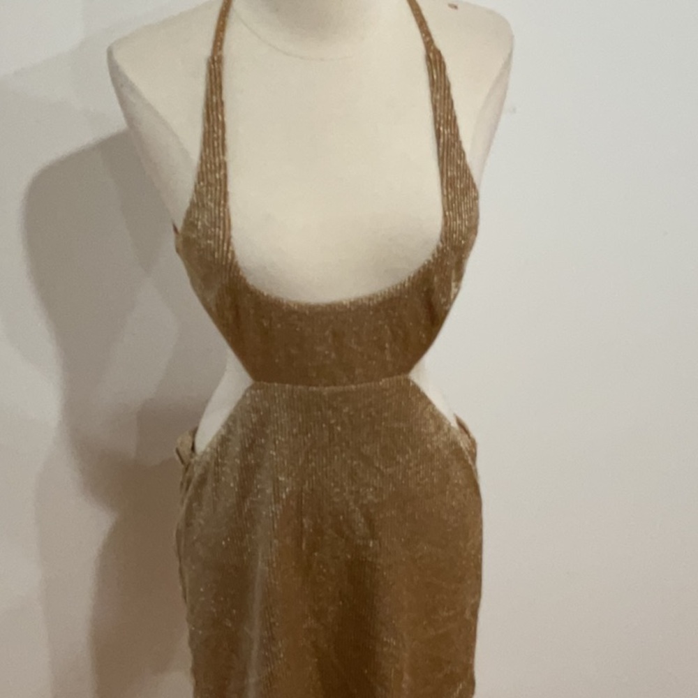 Michael Costello Metallic Gold Mini Dress - Picture 7 of 13